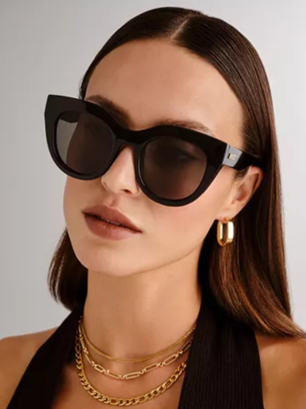 Le Specs Air Heart Cat Eye Sunglasses 51mm Black Oversized Revolve